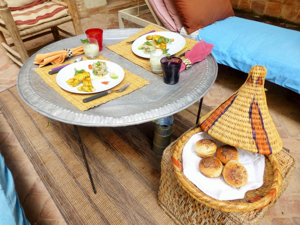 A colourful meal prepared at Dar Louisa
