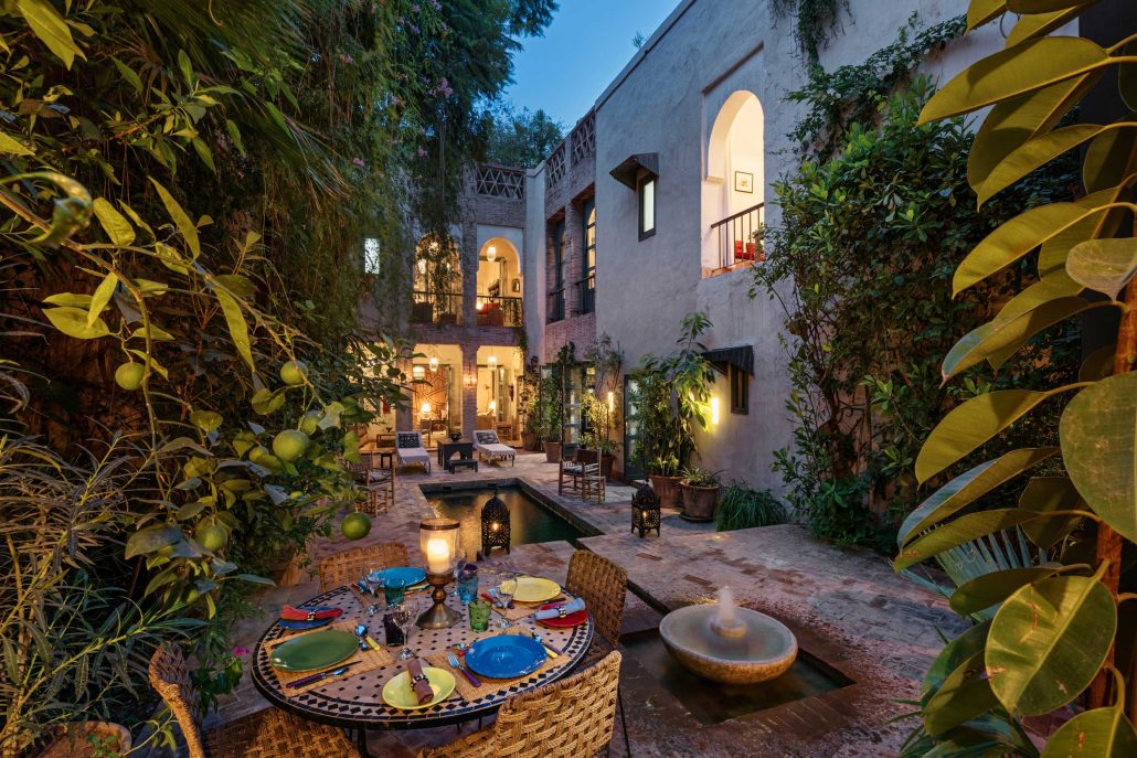 The lush mature gardens at Dar Louisa