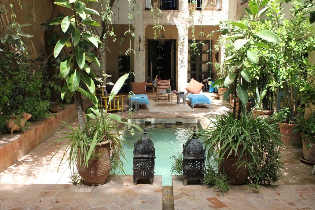 The courtyard and pool at Dar Louisa