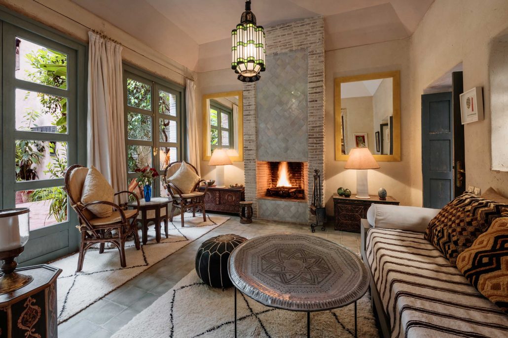One of Dar Louisa's fire-lit salons